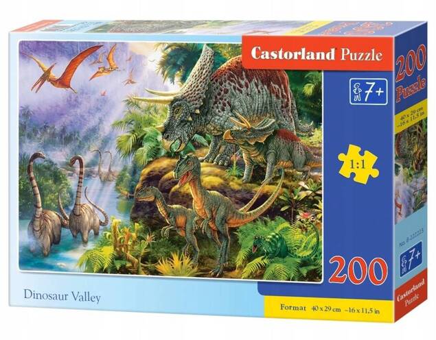 Puzzle 200 Układanka Gady DINOZAURY Zwierzęta Dinozaur Dżungla 7+ Castor