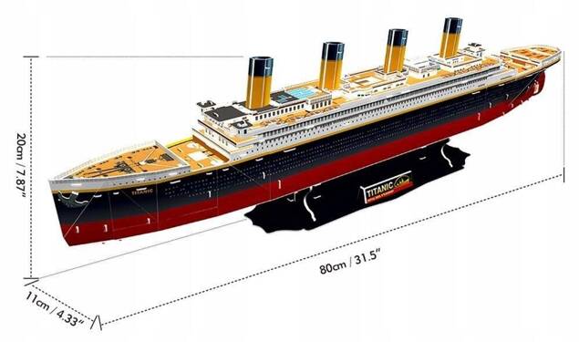 Puzzle 3D Układanka TITANIC 113el. Duży Model 7+ Cubic Fun DA-01565