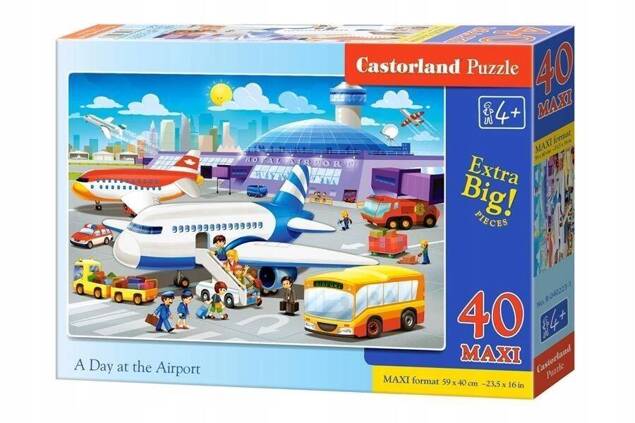 Puzzle 40 Maxi Układanka SAMOLOT Lotnisko Autobus Pasażerowie 4+ Castorland