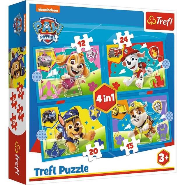 Puzzle 4w1 Układanka Pieski PSI PATROL Pies Psy Biegnące 3+ Trefl 34628