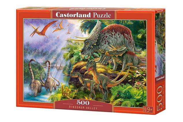 Puzzle 500 Układanka DINOZAURY Natura Welociraptor Brontozaur 9+ Castorland