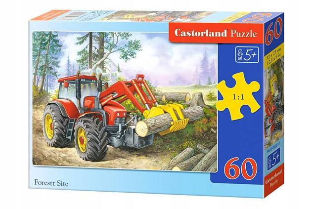Puzzle 60 Układanka Dla Dzieci Auto Traktor Maszyna Las Wycinka 5+ Castor