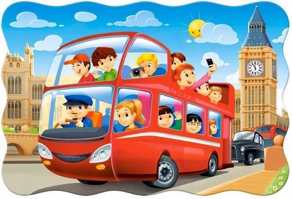 Puzzle Maxi 20 Układanka Bus LONDYN Dzieci Zegar Ben Widok Pojazd 4+ Castor
