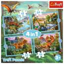 Puzzle 4W1 71 Układanka Gady DINOZAURY Tyranozaur Brontozaur 3+ Trefl