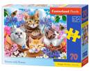 Puzzle 70 Układanka Zwierzęta KOTY KWIATY Kotki Kociaki Słodkie 5+ Castor